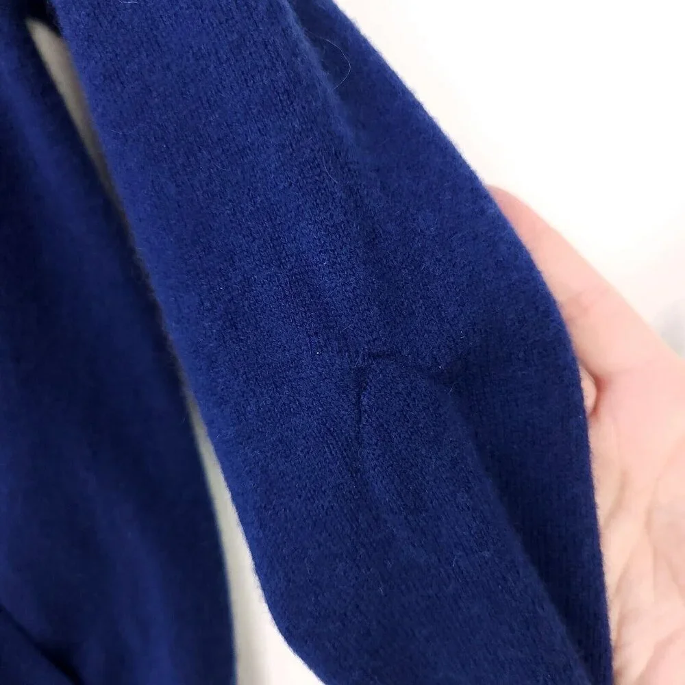 Sofia Cashmere Sweater Blue Women's Size XS Faux Wrap Soft Cardigan *Flaws - Picture 4 of 11